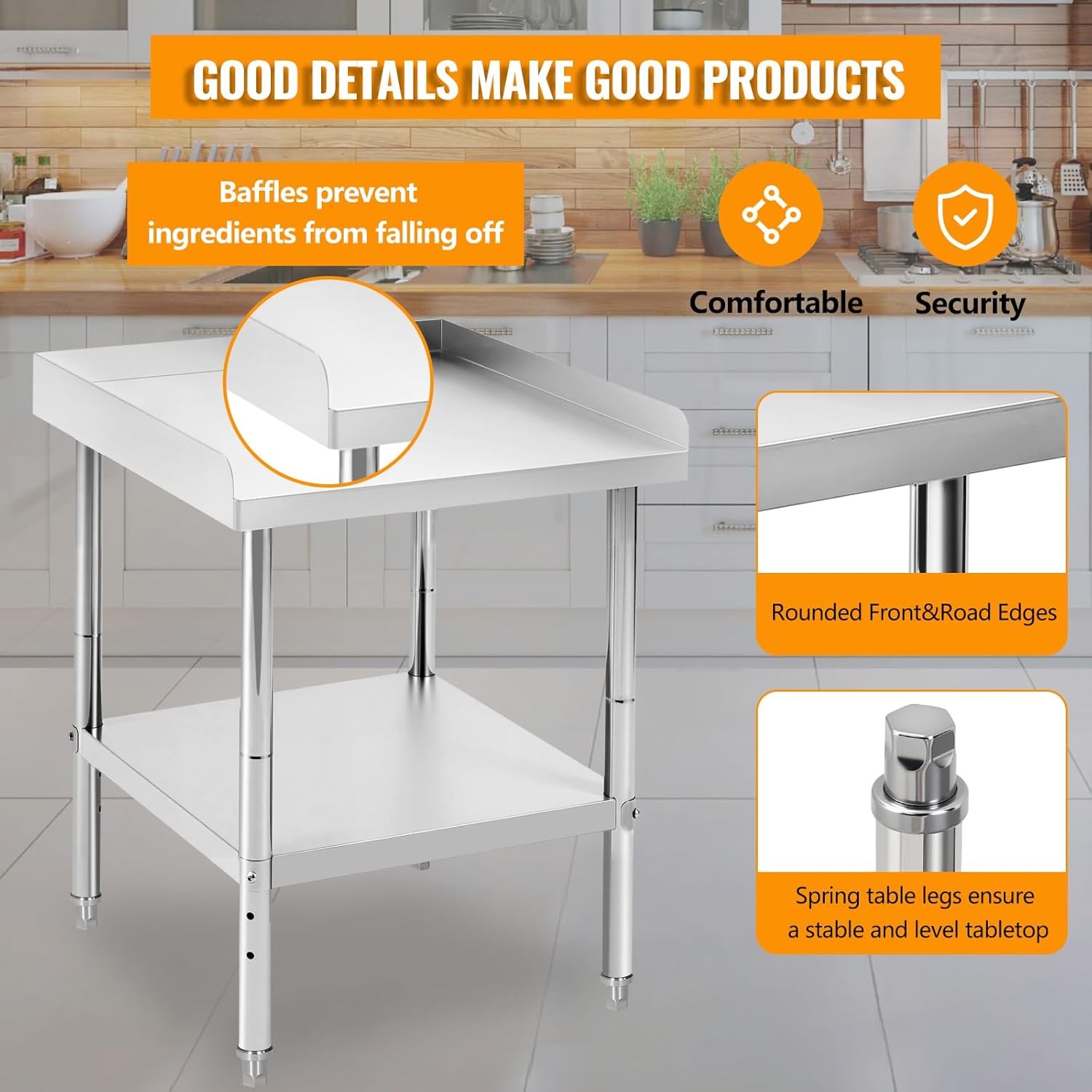 24 » x 24″ Stainless Steel Work Prep Table Heavy Duty for Kitchen Restaurant
