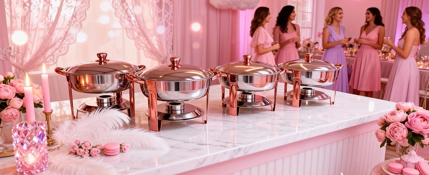 Chafing Dish Set – 2 Pack 6QT, Stainless Steel Buffet Food Warmers for Parties