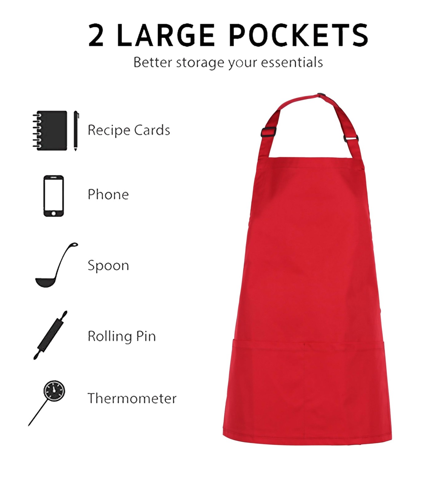 Short Bib chef Apron – Waterdrop Resistant Aprons with Buckle Pockets Cooking…
