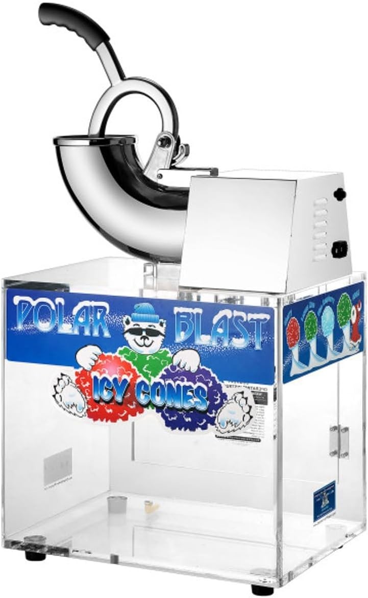Polar Blast Snow Cone Machine – Acrylic Crushed Ice Maker Grinds Up to 500lbs…