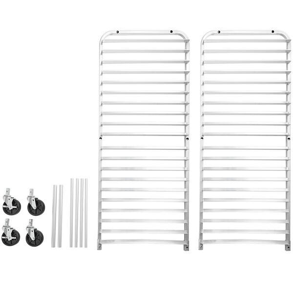 20″W x 26″L x 69″H Aluminun 20 Pan End Load Bun Pan Bakery Rack With Casters