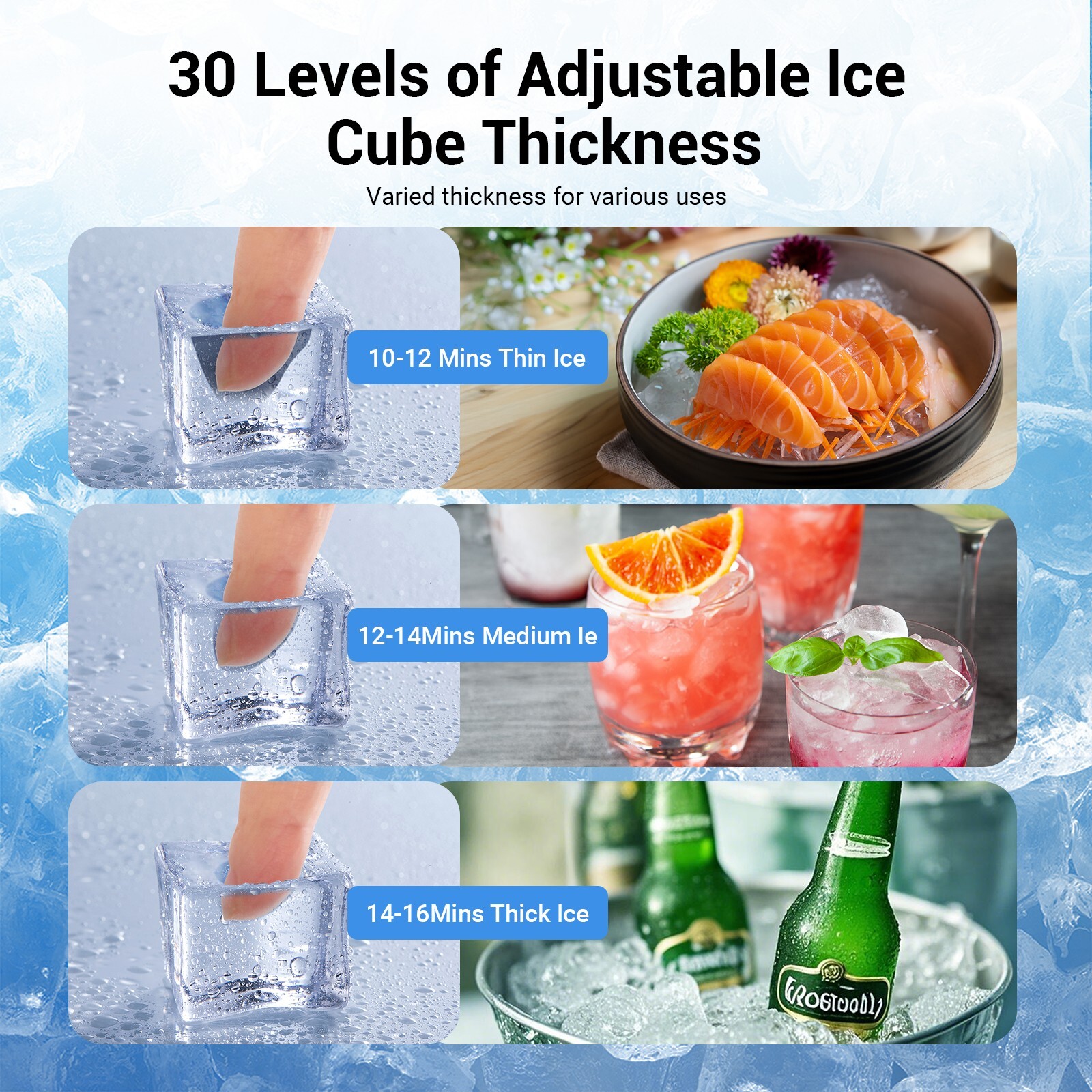 Commercial Ice Maker 400LBS/24h with 350LBS Storage Bin, 132Ice Cubes in 5-15min