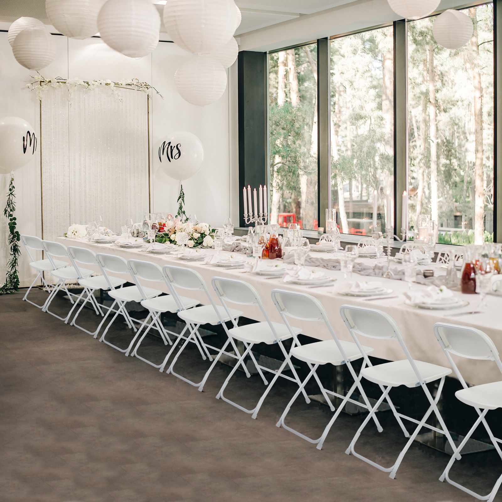 4 PCS Folding Event Chairs Plastic Outdoor Chair for Wedding Party Kitchen