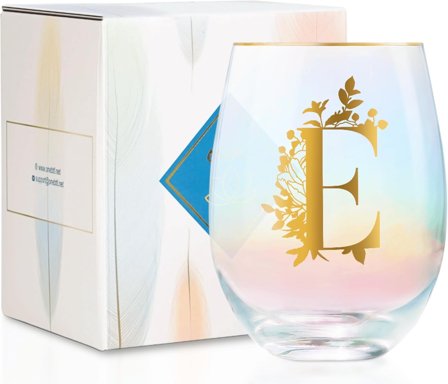 Personalized Wine Gifts for Women, Cute Stemless Wine Glass with Initials,