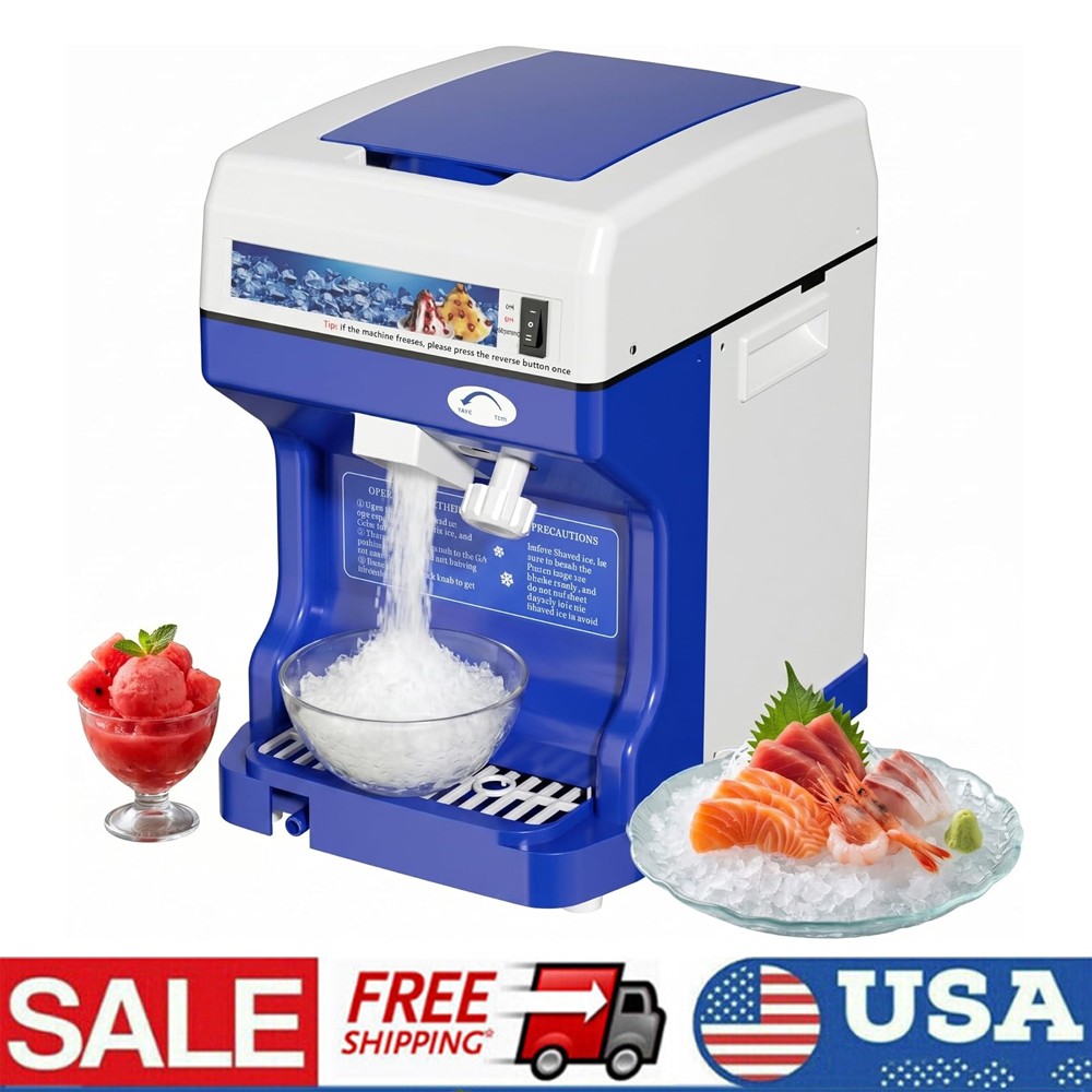 300LBS/H 500W Commercial Ice Shaver Electric Snow Cone Machine Ice Crusher