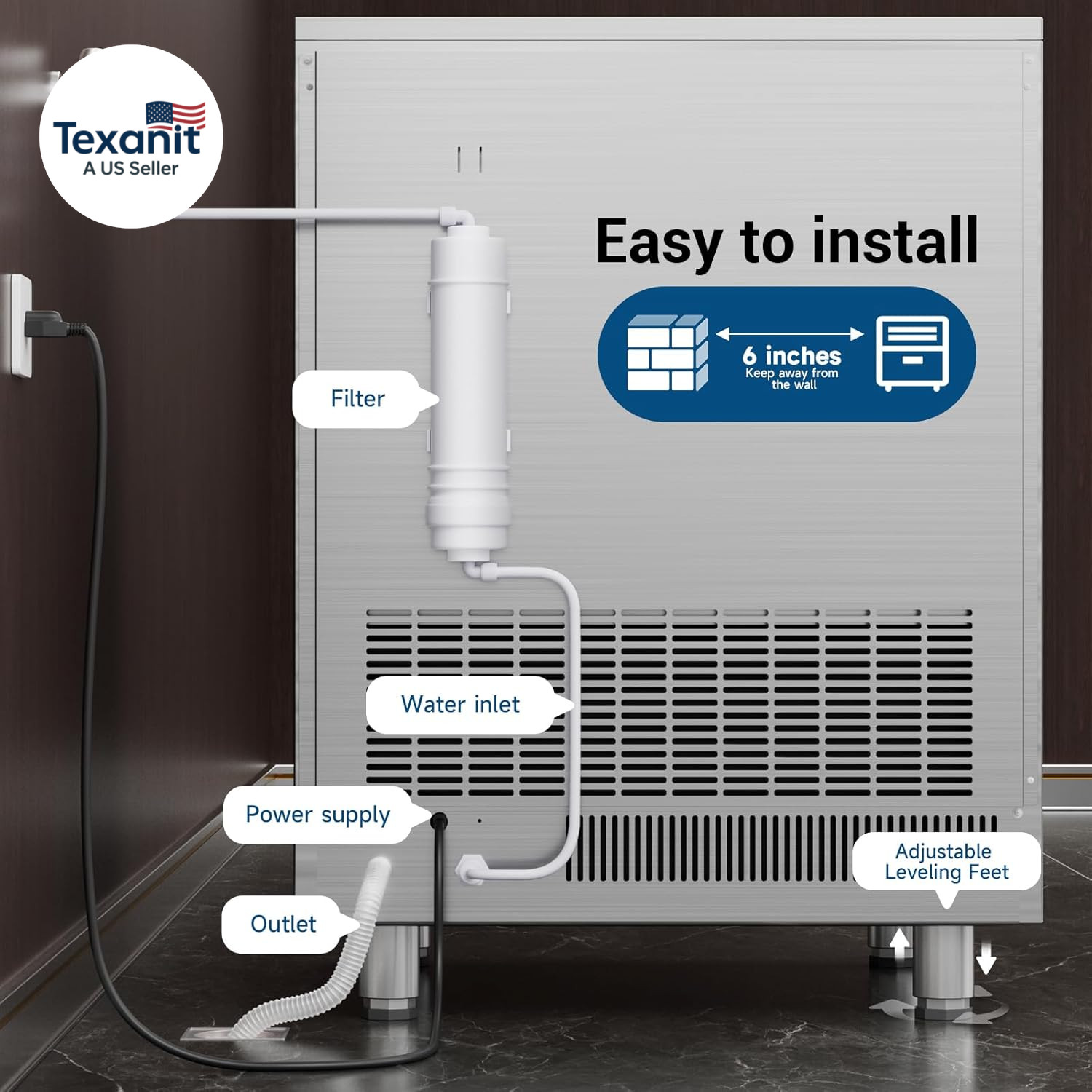 Commercial Ice Maker, 450LBS/24H Ice Machine Commercial with 120 LBS Storage, Ic