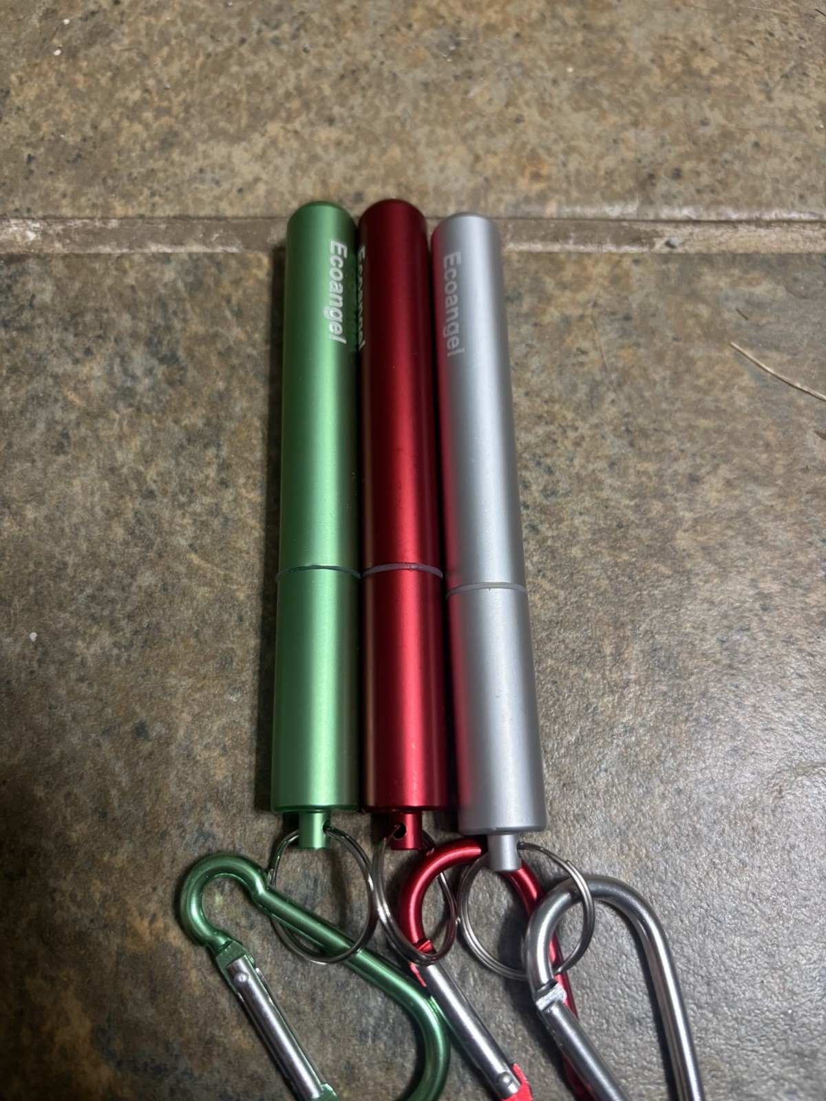Ecoangel Pack Of 3 Reusable Stainless Steel Straws Red Silver Green