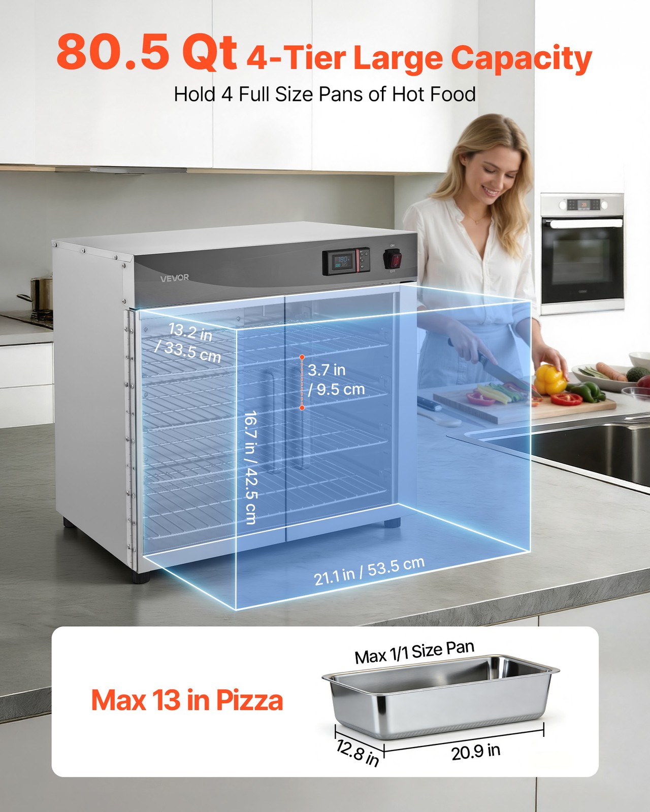 VEVOR Electric Hot Box Food Warmer 4-Tier Food Warming Cabinet Double Doors