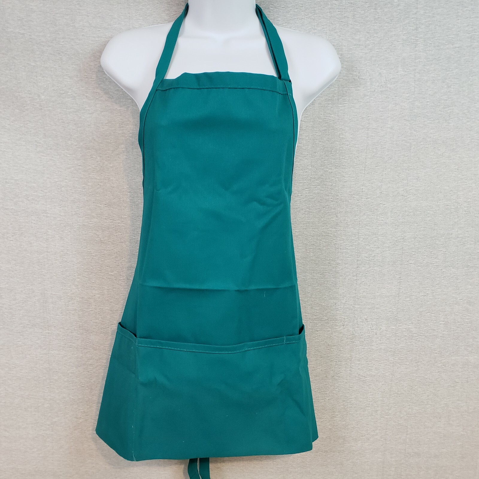 Fame Fabrics F10 Bib Apron Jade Green 3 Pocket Adjustable Neck Restaurant