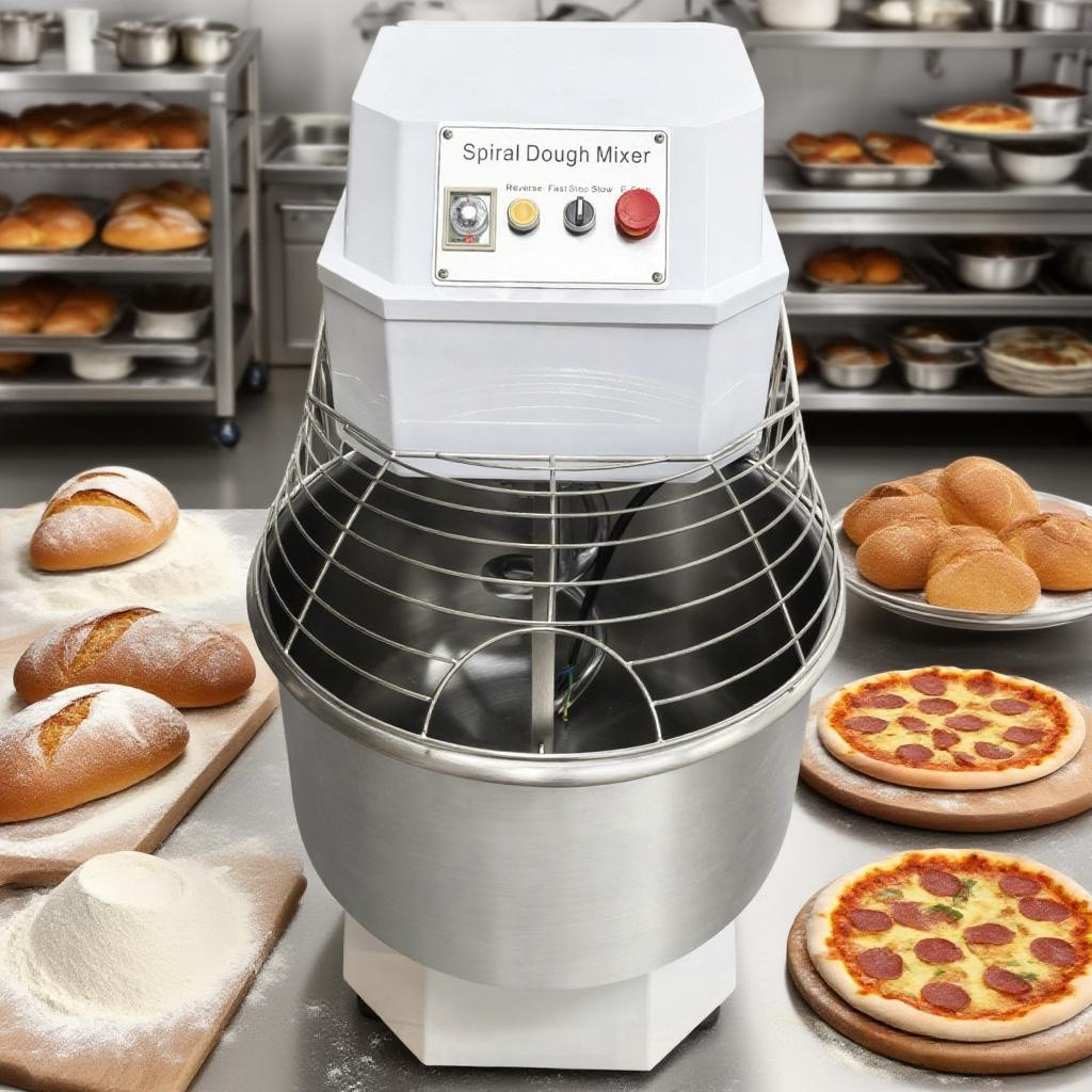 PreAsion® 220V Electric Spiral Dough Mixer 80QT Commercial Flour Mixer Machine