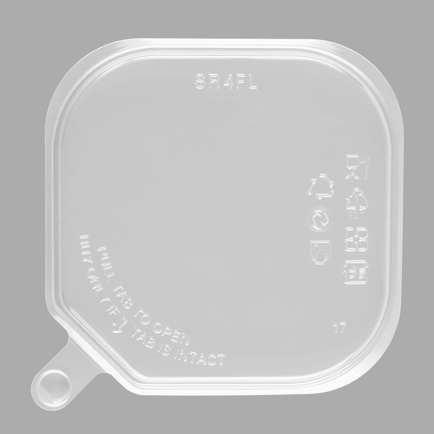 Karat 109mm PET Flat Lid for 8-32oz Square Container – 400 pcs, TR-SCL140PET