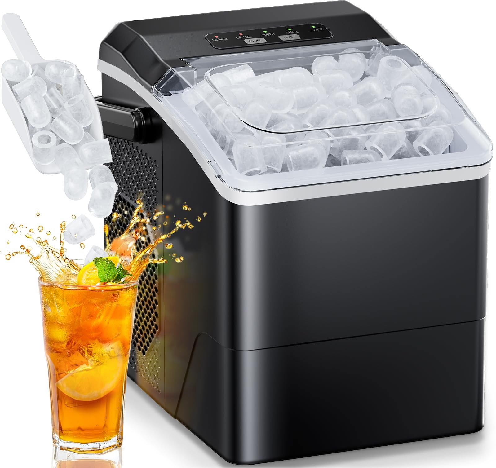 HOMEZAY Ice Maker Countertop, 9 Cubes Ready in 6 Mins, 26 lbs per Day, Black