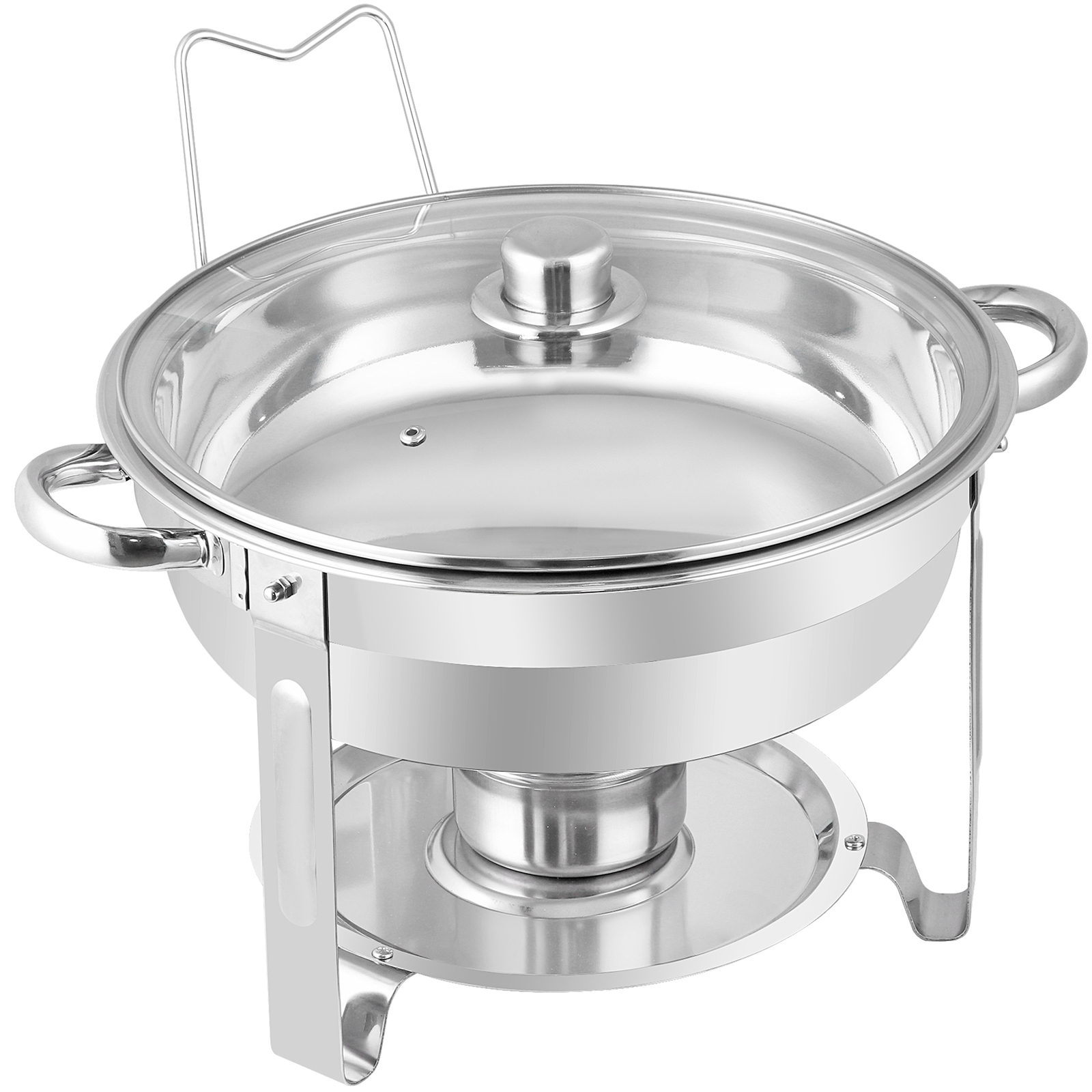 2 PCS 5 Qt Stainless Steel Round Chafing Dishes Buffet Warmer Set with Lid
