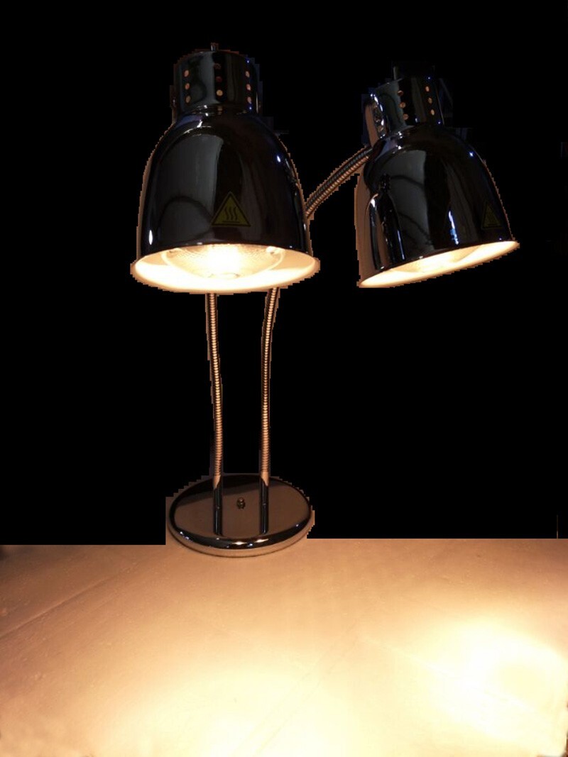 Universal 2 Heads Food Insulation Lamps 110V Warmer 250W*2 Sliver Adjustable