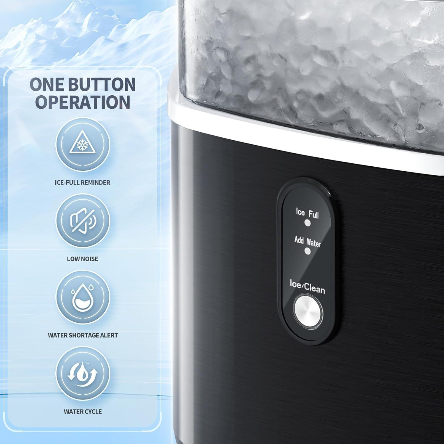 Antarctic Star Nugget Ice Maker Countertop, Chewable 34LBS/24H, Black