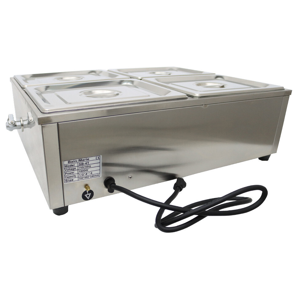 Commercial Stainless steel Squarish 4-Pan 1/2 Size Buffet Food Warmer 110V 1.5KW