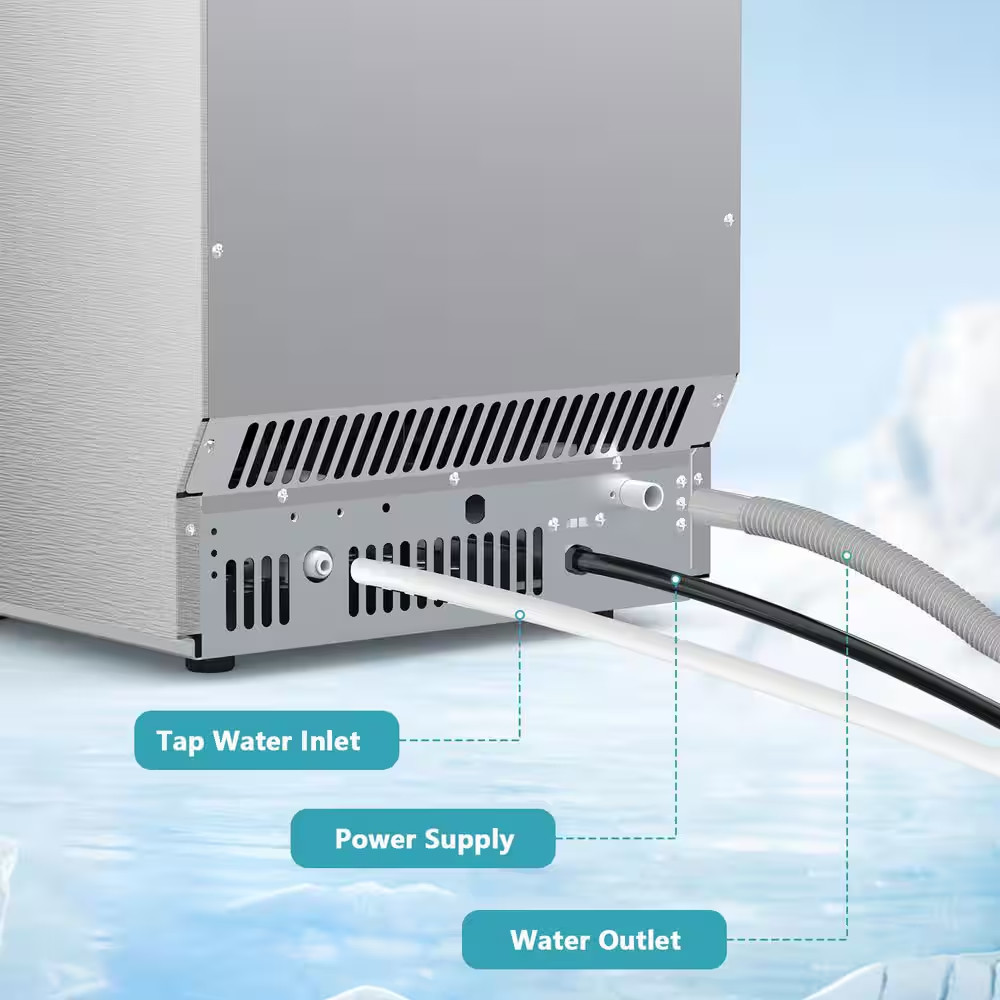 15.27 In. 80Lbs Commercial Cube Ice Maker Machine with 22Lbs Ice Storage Capacit