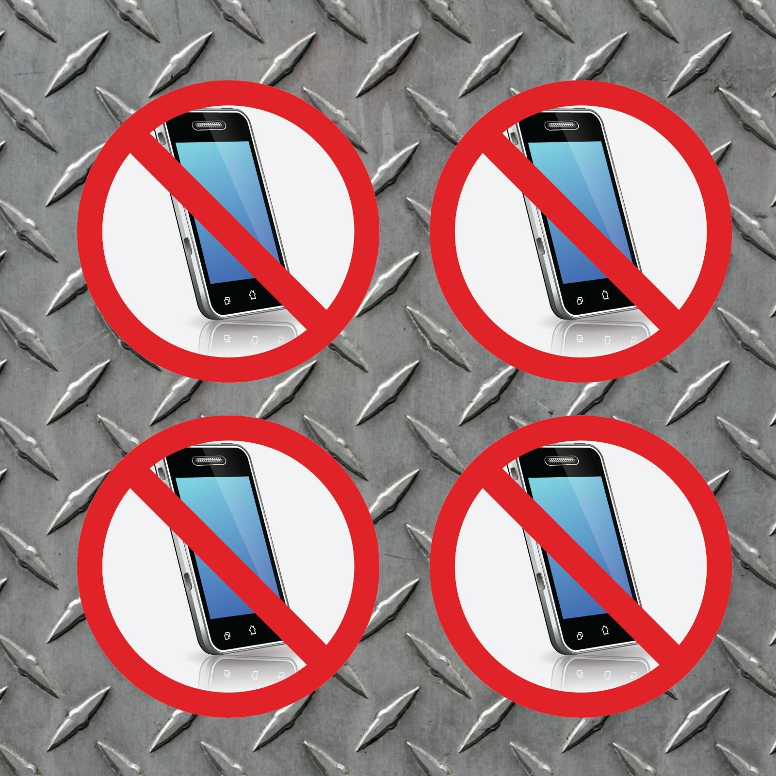 4 Pack NO PHONE Window Door Be Quit Stop Cell Mobile Sign 4» x 4″ FREE SHIP