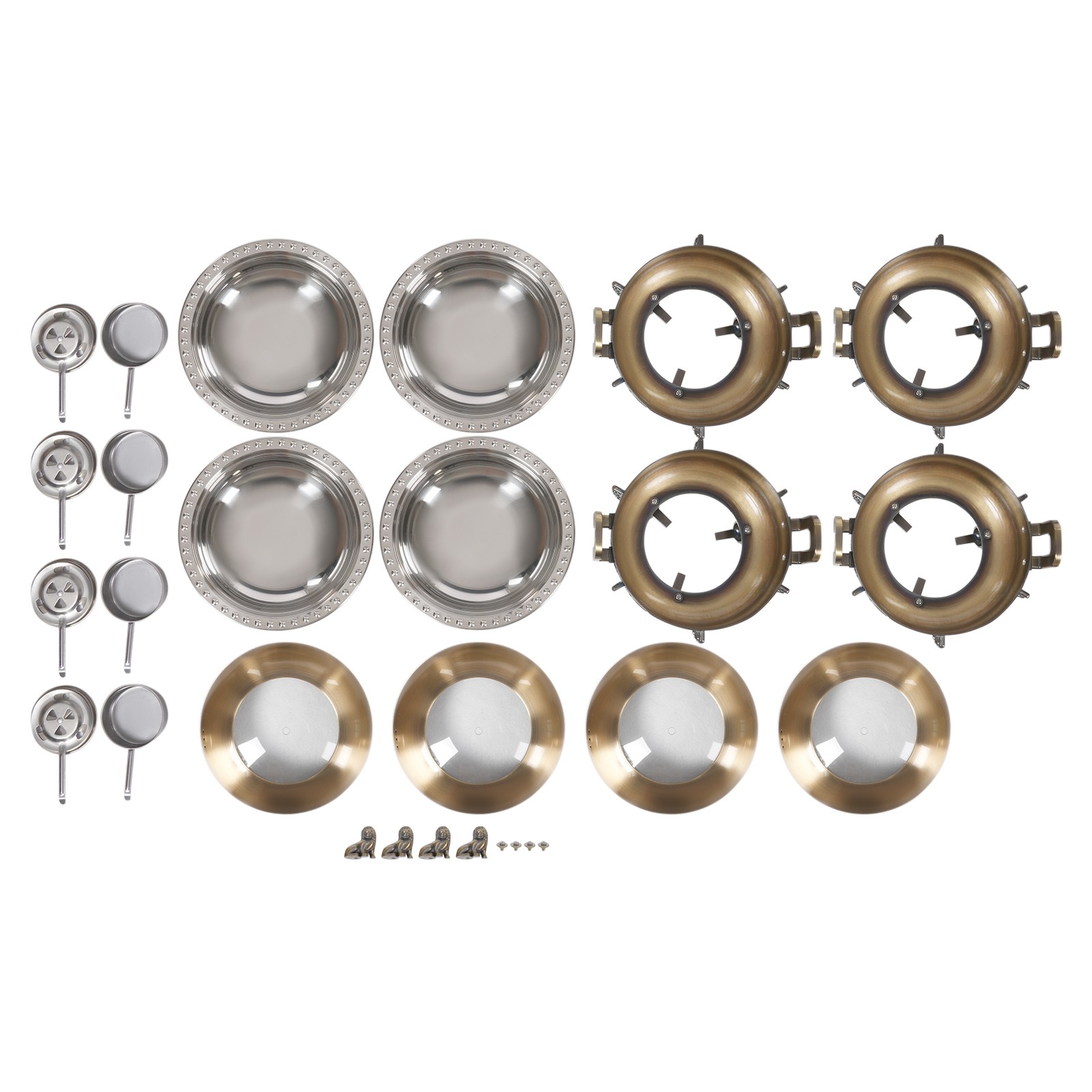 4 Pack Round Chafing Dish Stainless Steel Chafer Sets Catering Food Warmer NEW