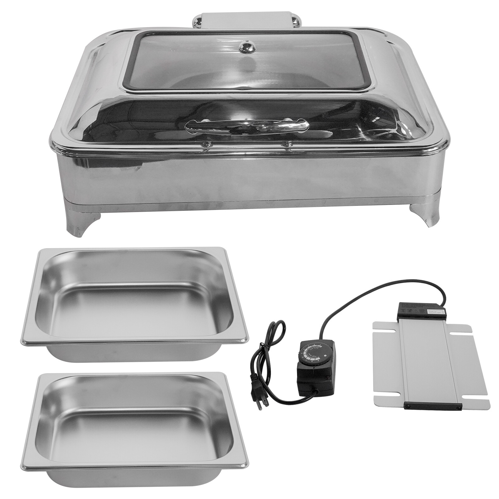 Electric Chafing Dish Buffet Food Warmer 9.5 Quarts Dining Stove Stainless Steel