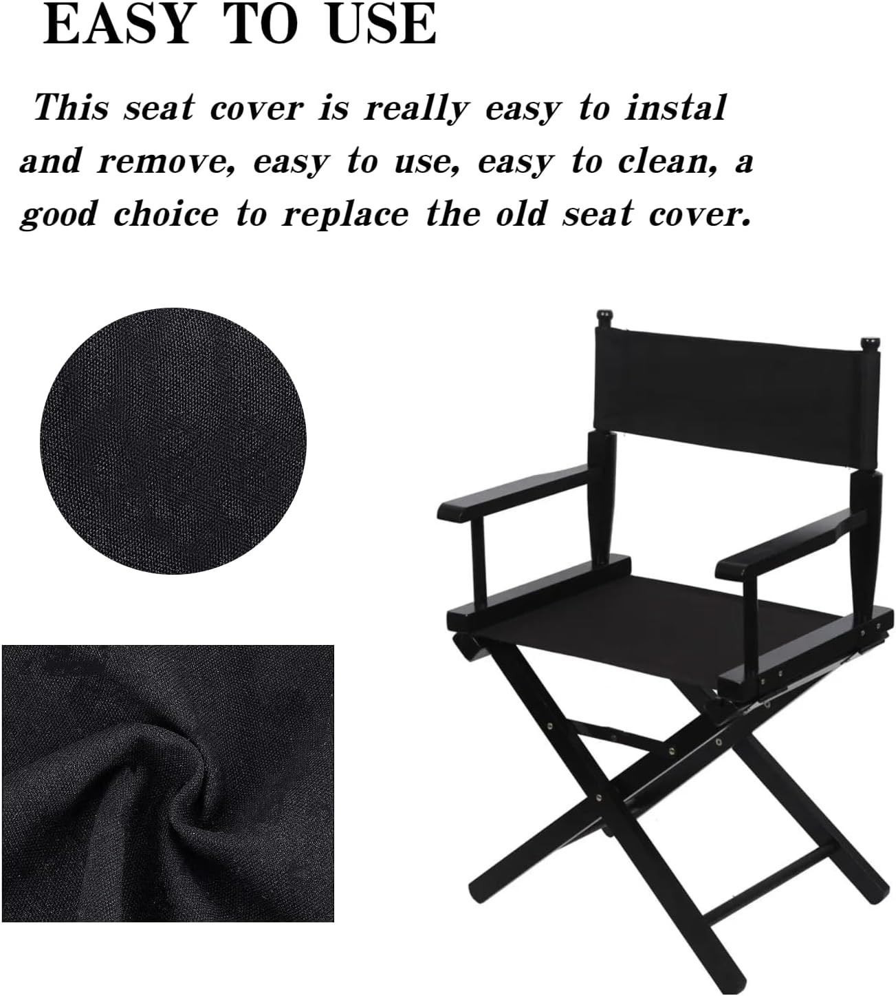 1 Set Director Chair Canvas Replacement with Wood Stick,18.9»L X 15»W Portable