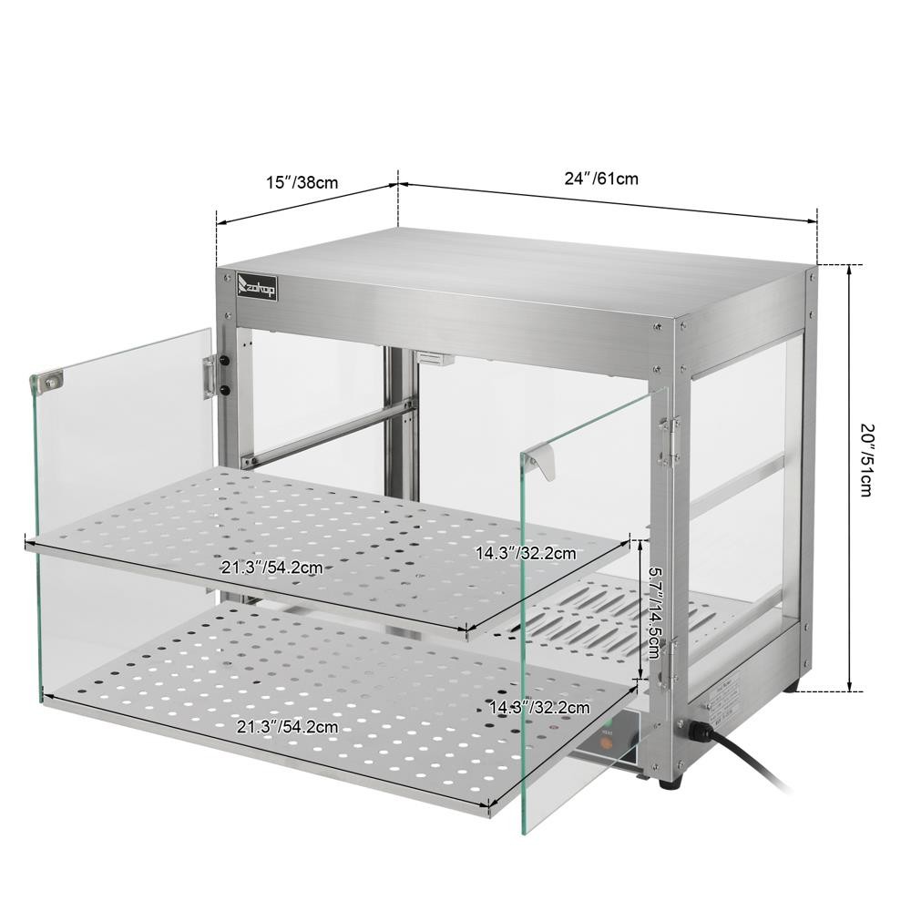 2 Tier Food Warmer Display Case Commercial Countertop Food Pizza Pastry Showcase