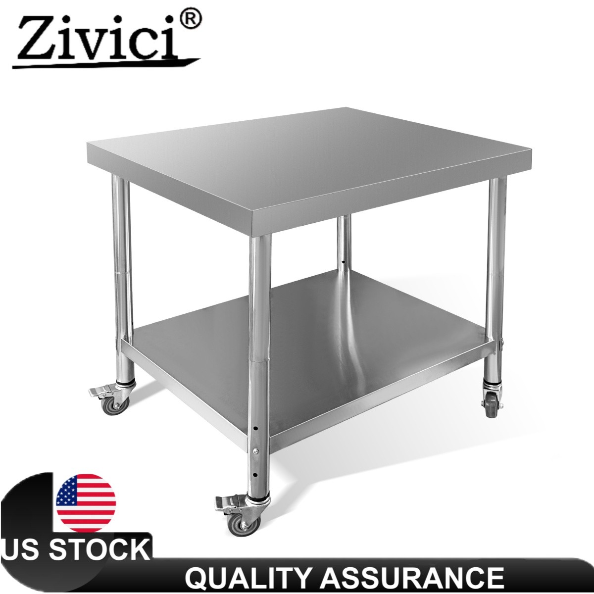 Stainless Steel 30″x36″x34″ Commercial Kitchen Work Food Prep Table w/ Casters