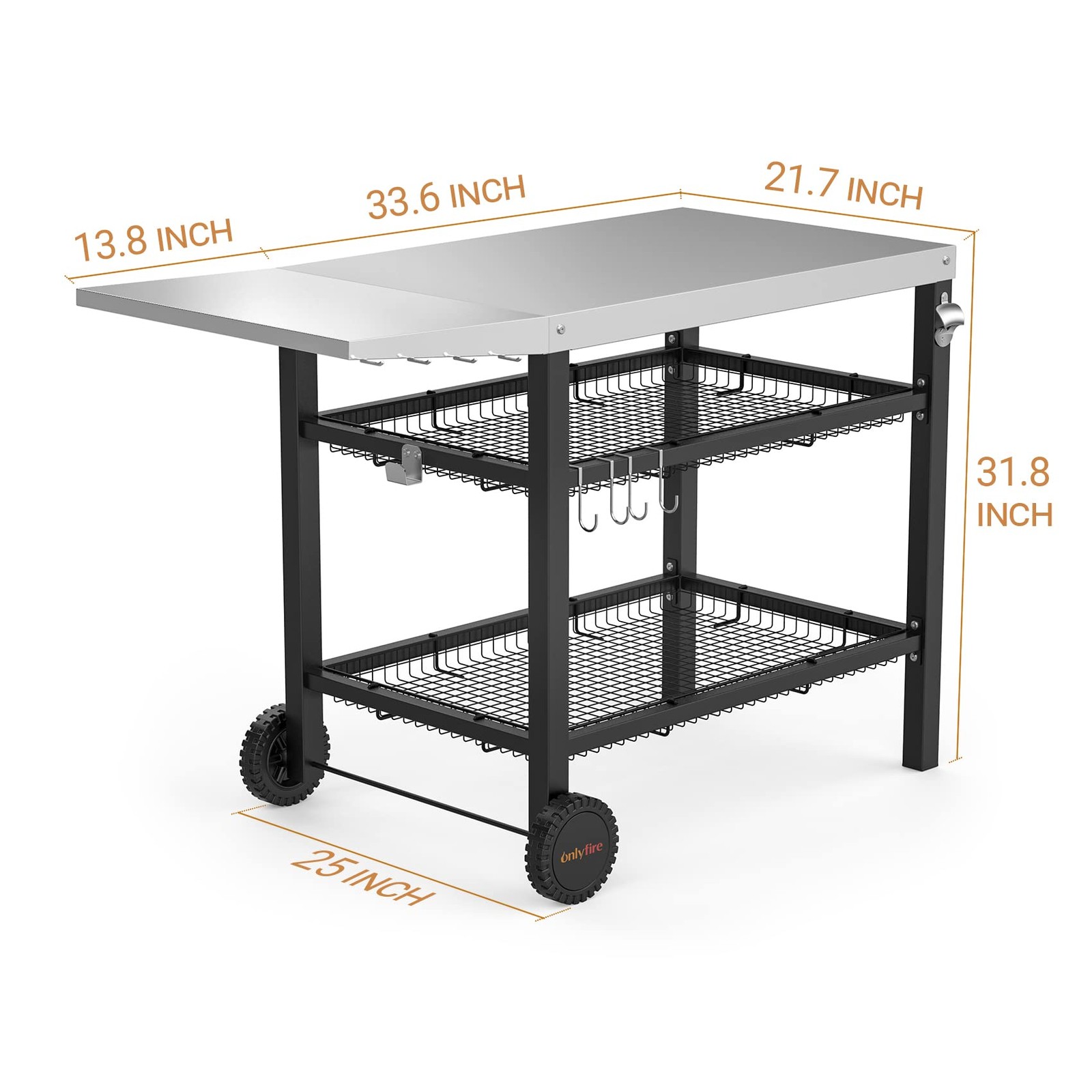 Pizza Oven Table Cart for Ooni, Ninja Woodfire, Blackstone Griddle, Cuisinart…