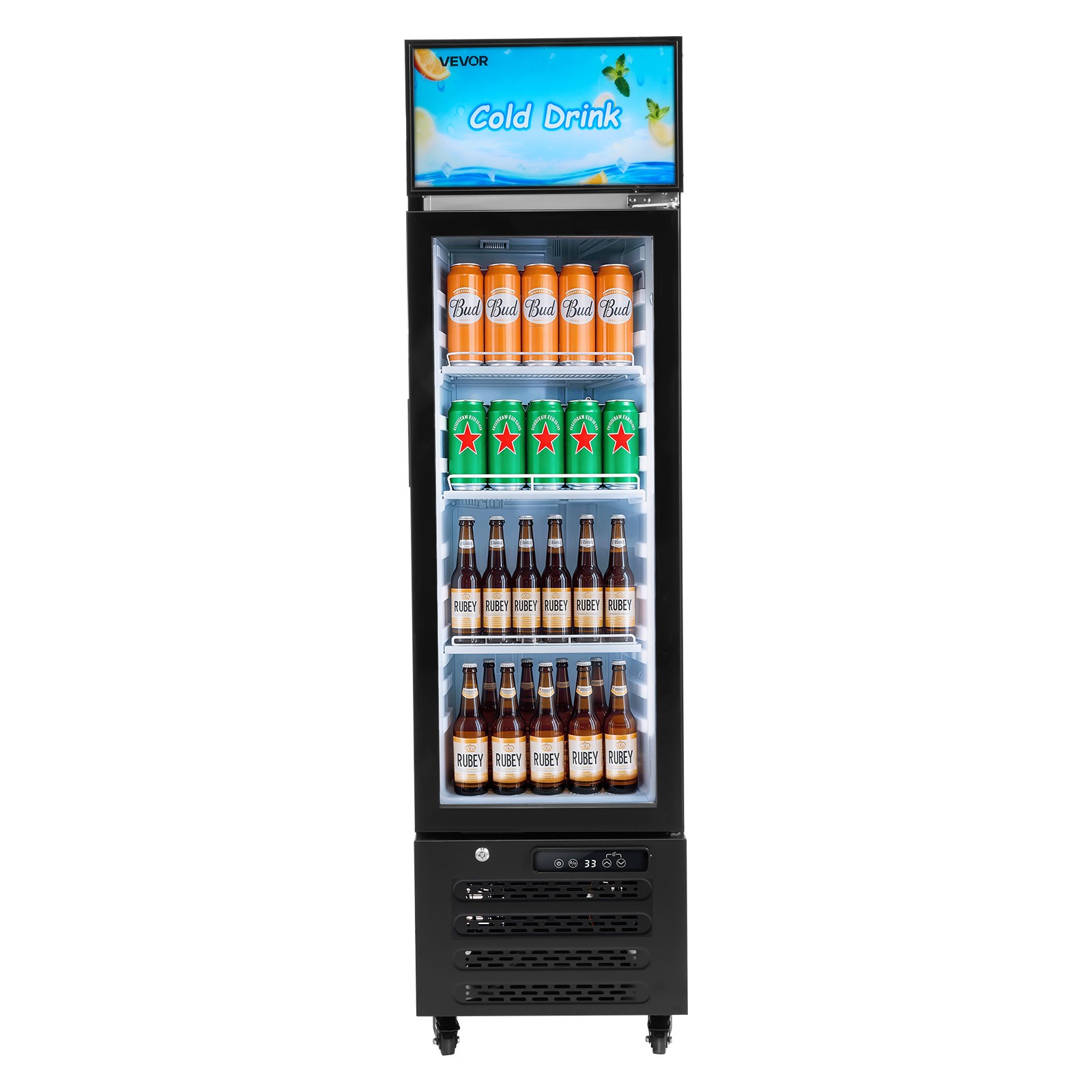 VEVOR Commercial Merchandiser Refrigerator 6.1 Cu.Ft Upright Beverage Cooler