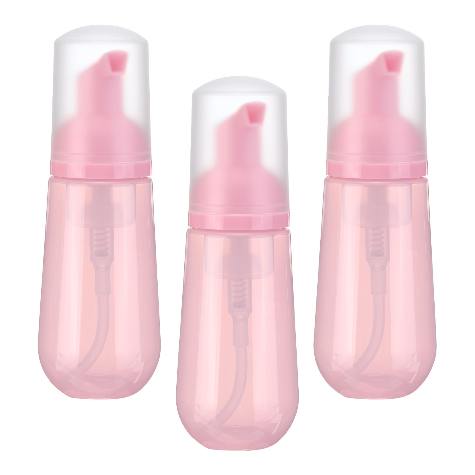 3pcs Soap Foam Bottle Empty Travel Foaming Containers 2oz Clear Pink