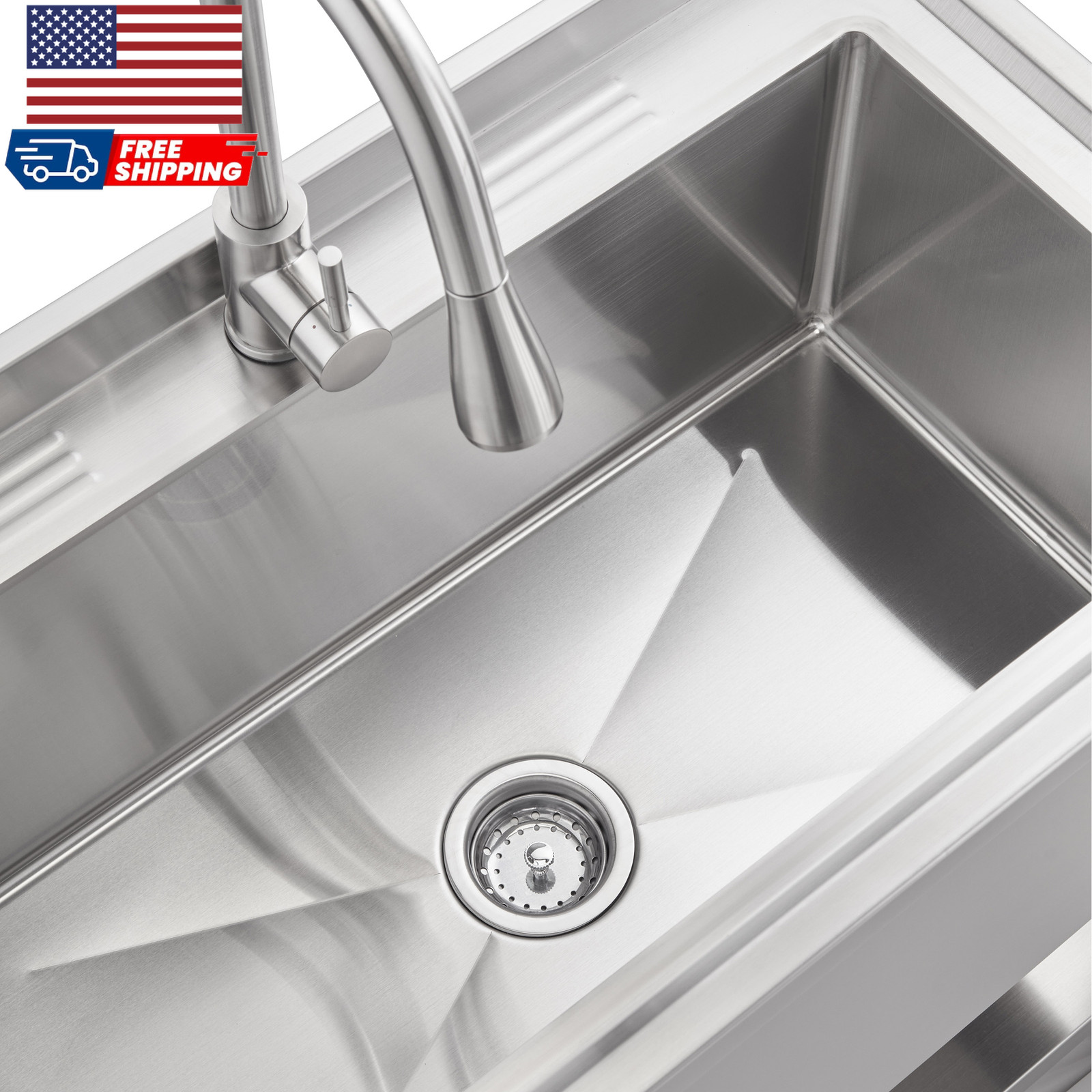 Stainless Steel Utility Sink Pull-Out Faucet Heavy Duty, Garage, Laundry, NEW