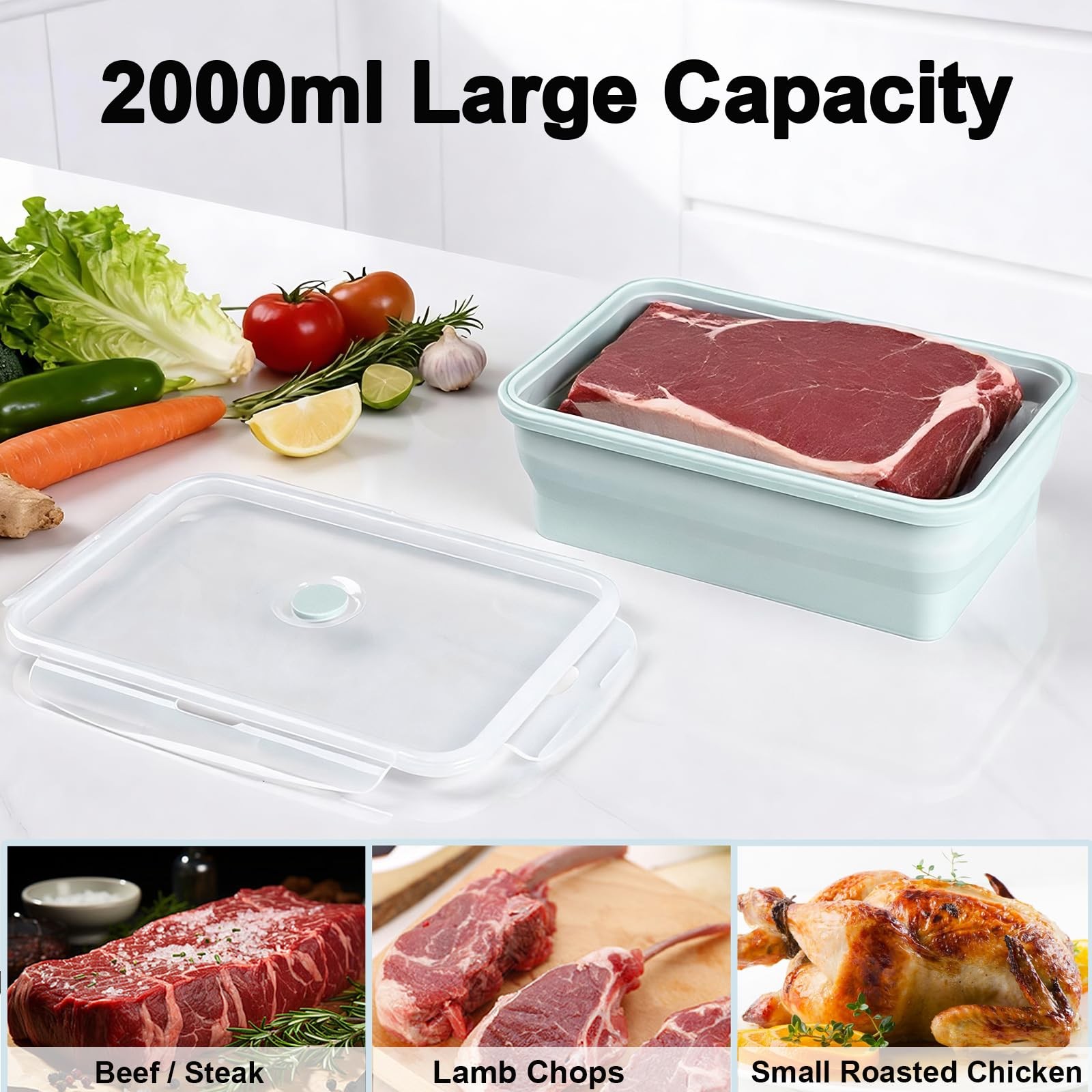 Cuisitool Extra Large Silicone Food Storage Containers Lids 4 Pack Set
