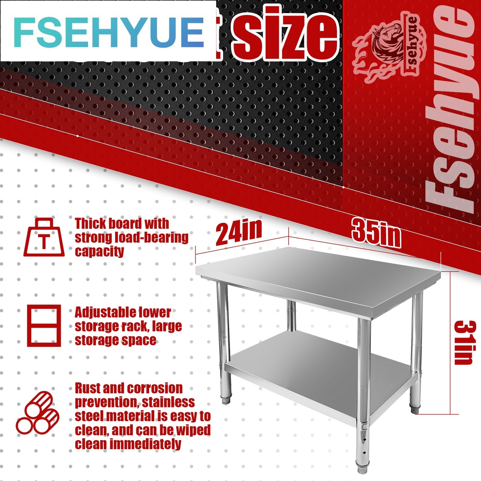 900x600x800 mm New Metal Work Table & Commercial Kitchen Prep Stainless Steel