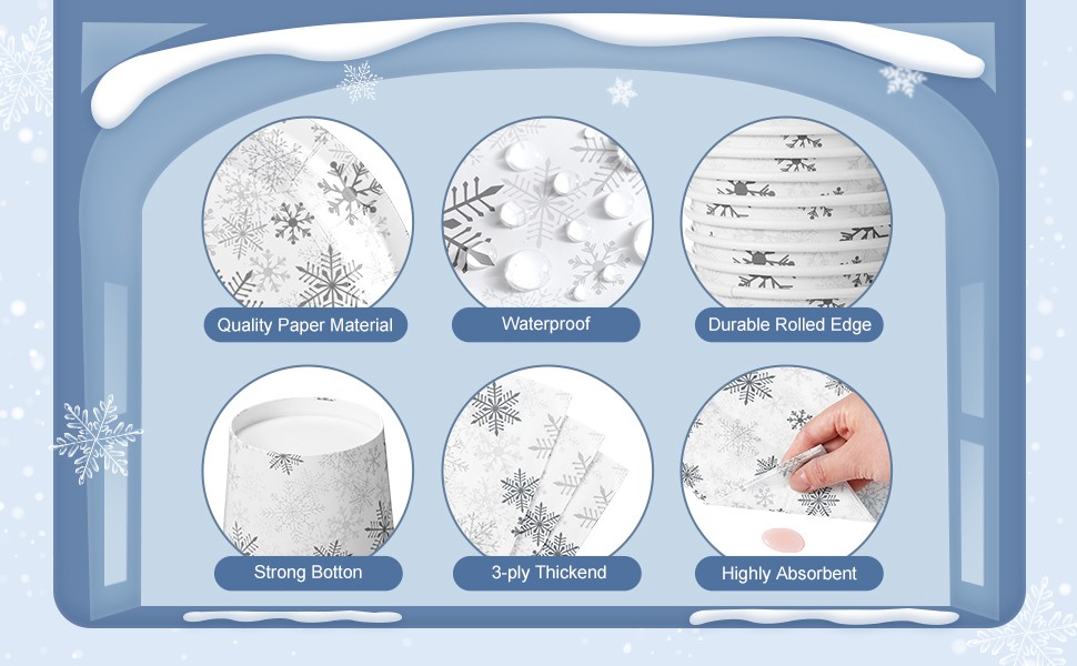 210 Pcs Winter Snowflake Paper Plates and Napkins Set Winter Wonderland Birthday
