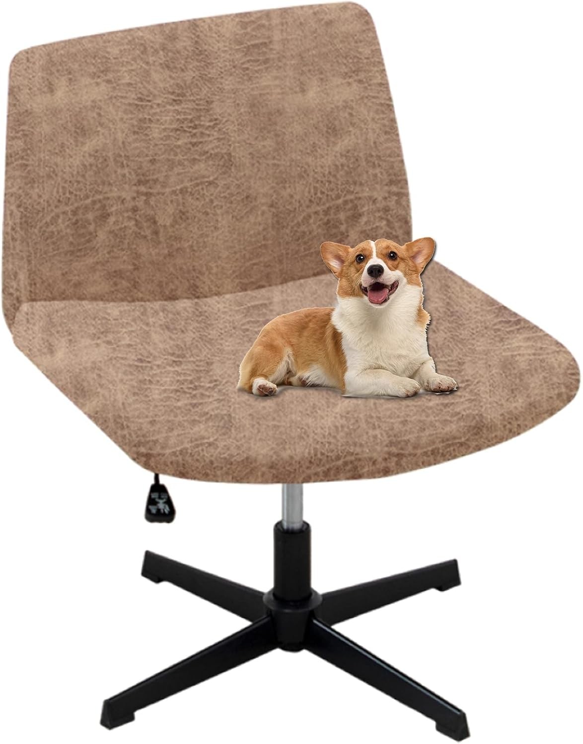 Leather Like Criss Cross Chair Cover, Stretch Mid Back Wide Armless Accent Chair