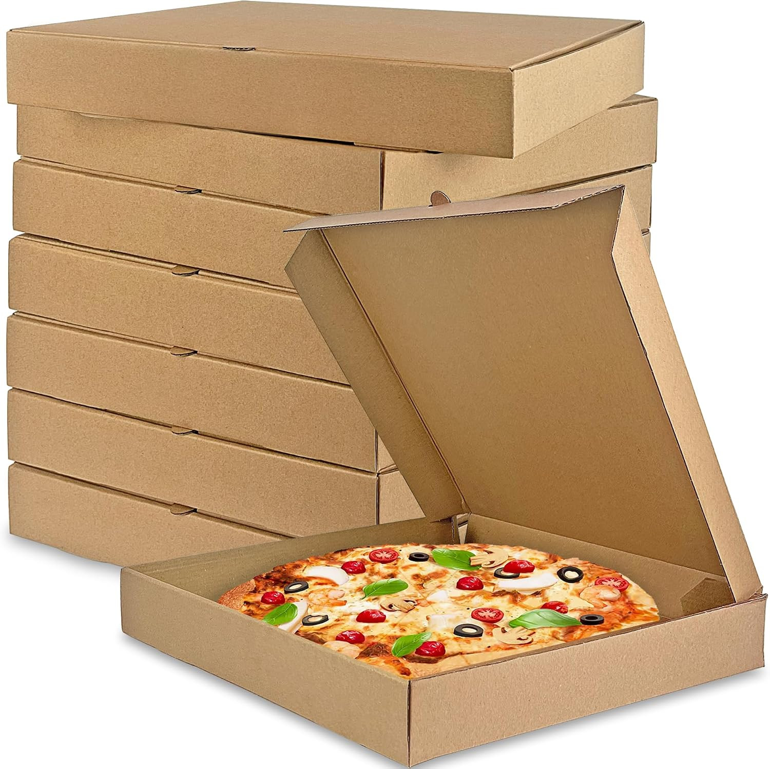 8PCS 16X16×2 Inch Pizza Boxes Kraft Corrugated Pizza Boxes Disposable Personal S
