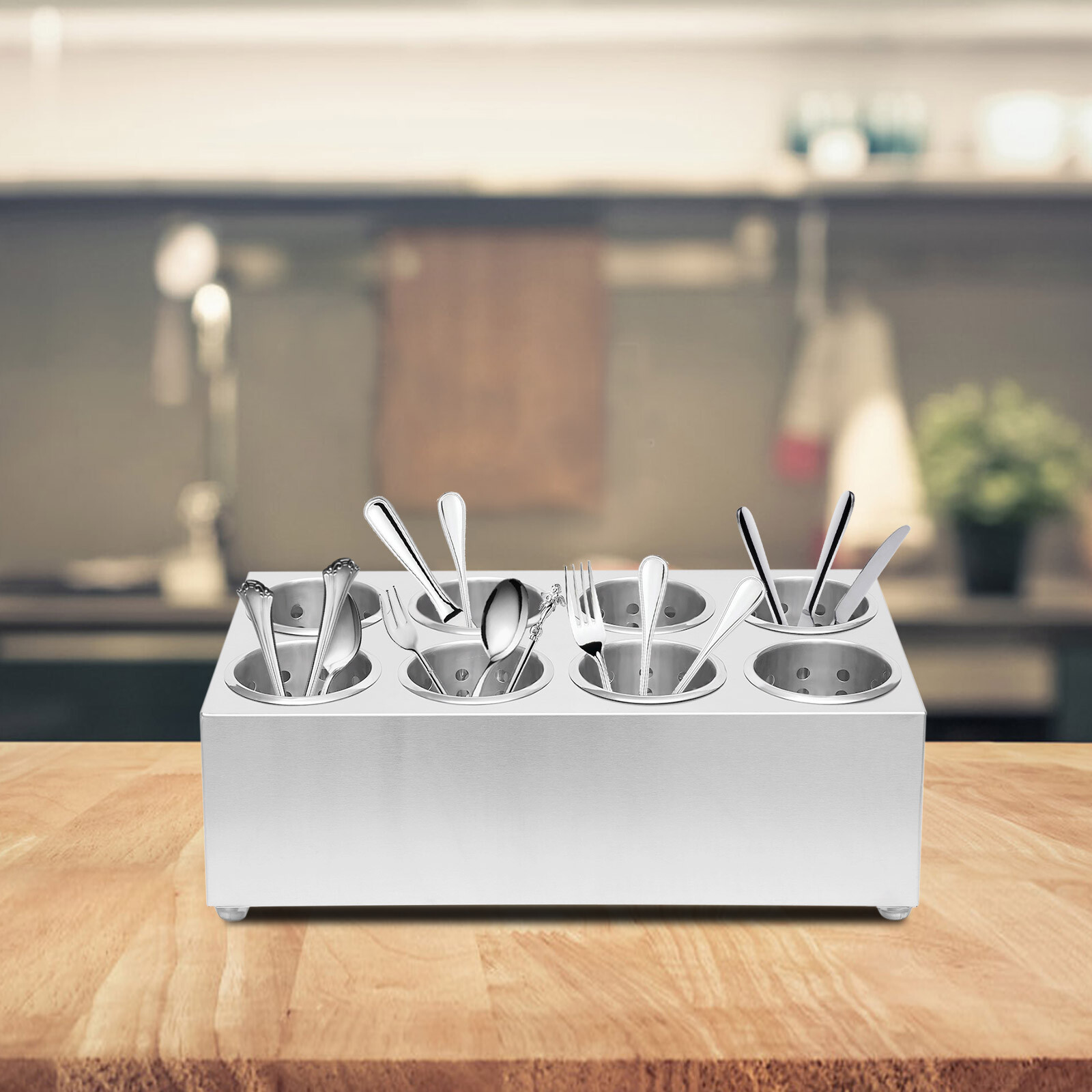 8 Hole Stainless Steel Flatware Holder Commercial Silverware Storage Organizer