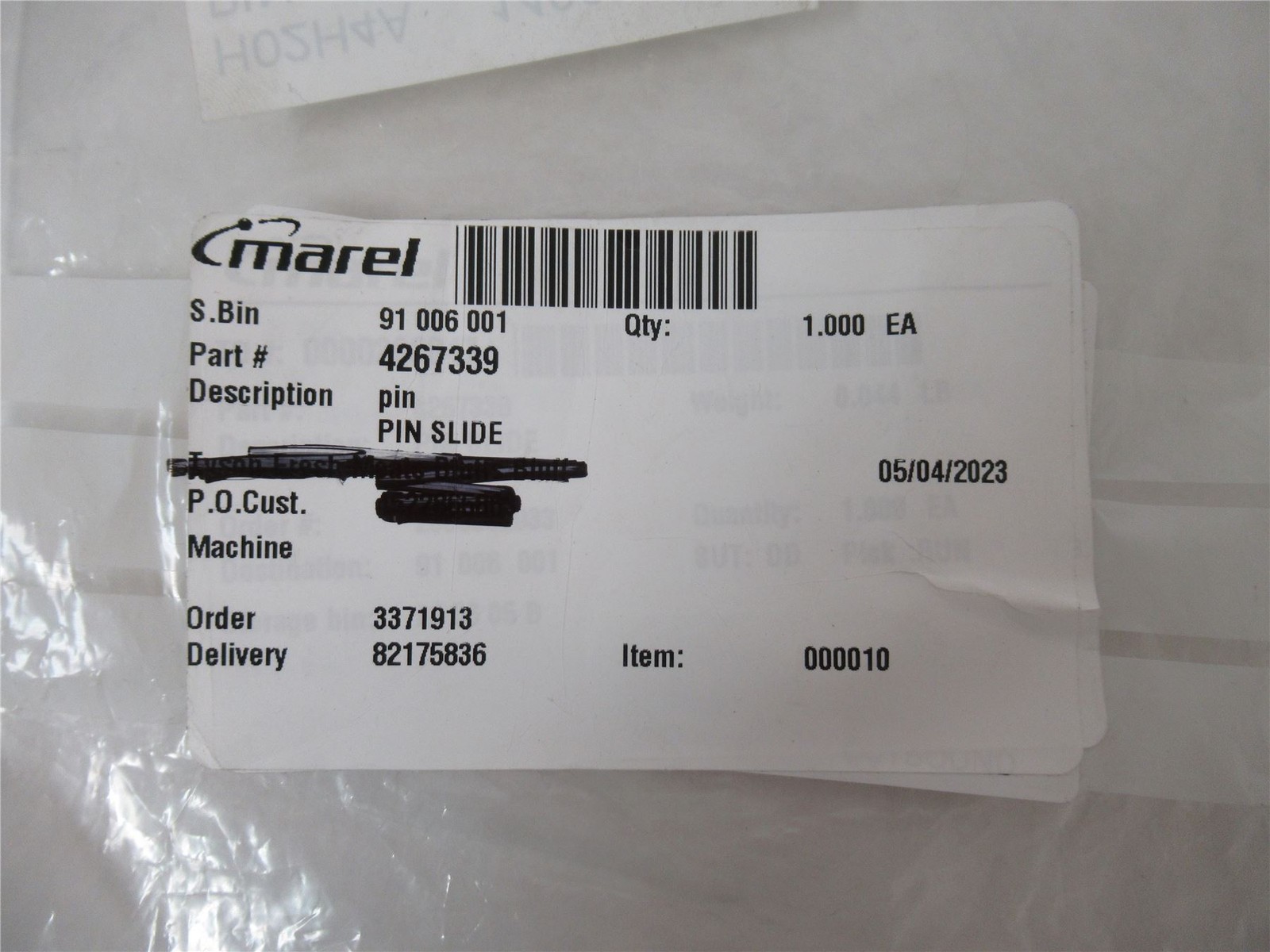 253652 New-No Box; Marel 4267339 Pin Slide