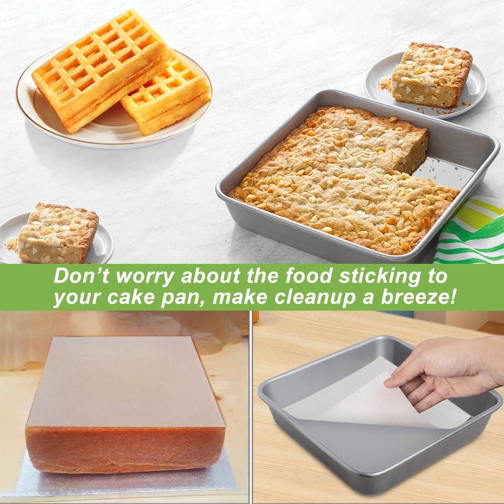 BYKITCHEN 8×8 Inch Non Stick Parchment Paper Sheet Squares 8 INCH, unbleached