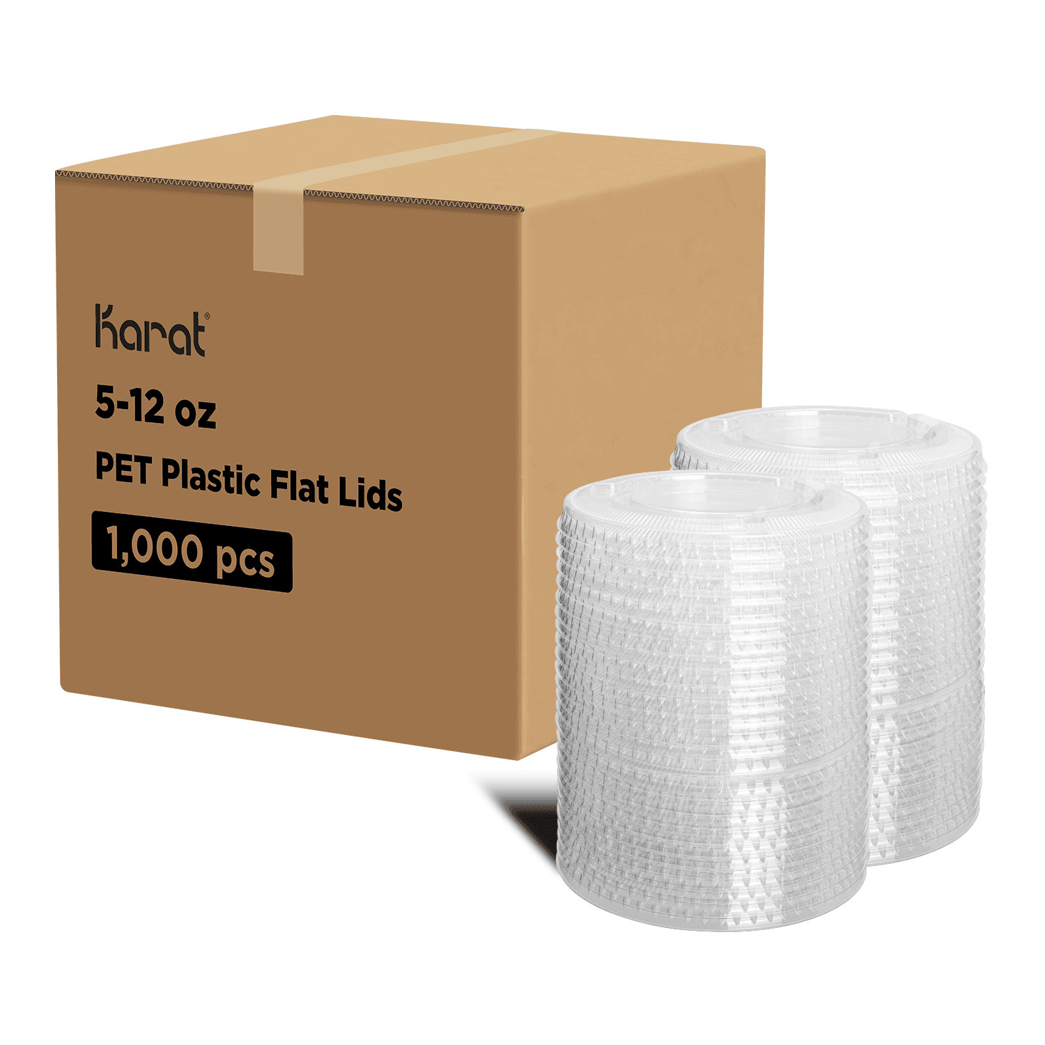 Karat 92mm PET Plastic Flat Lids – No Hole – 1,000 ct, C-H662TS-A-NH