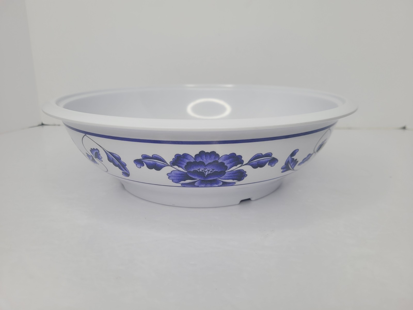 Thunder Group #8011 Blue Lotus Floral Pattern Melamine Serving Bowl W/ Lid