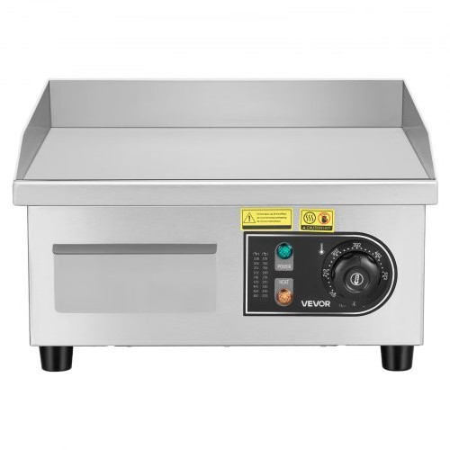 Commercial Electric Griddle, 13.98 x 11.81 inch, 1750W, 122-570°F Adjustable Te