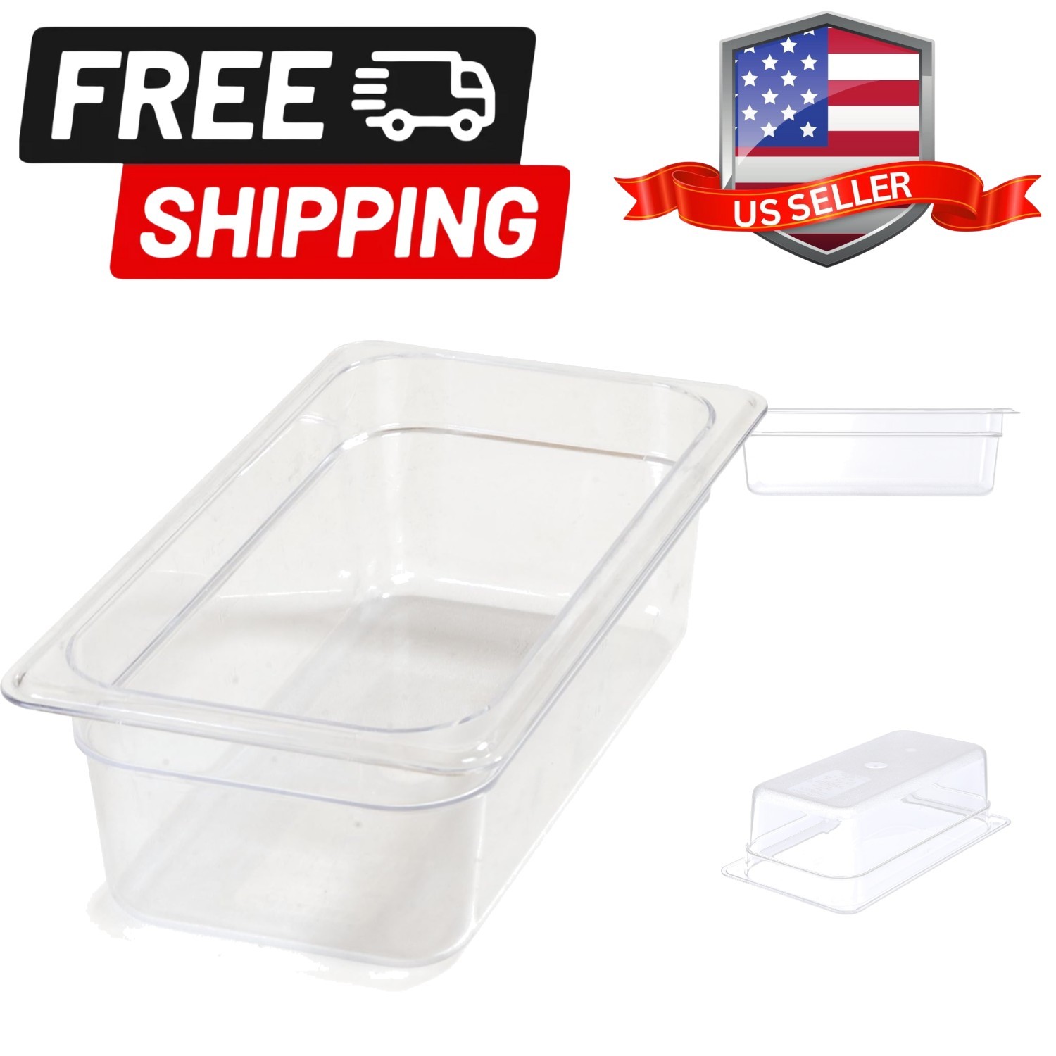 Plastic Food Pan 1/3 Size 4 Inches Deep Clear