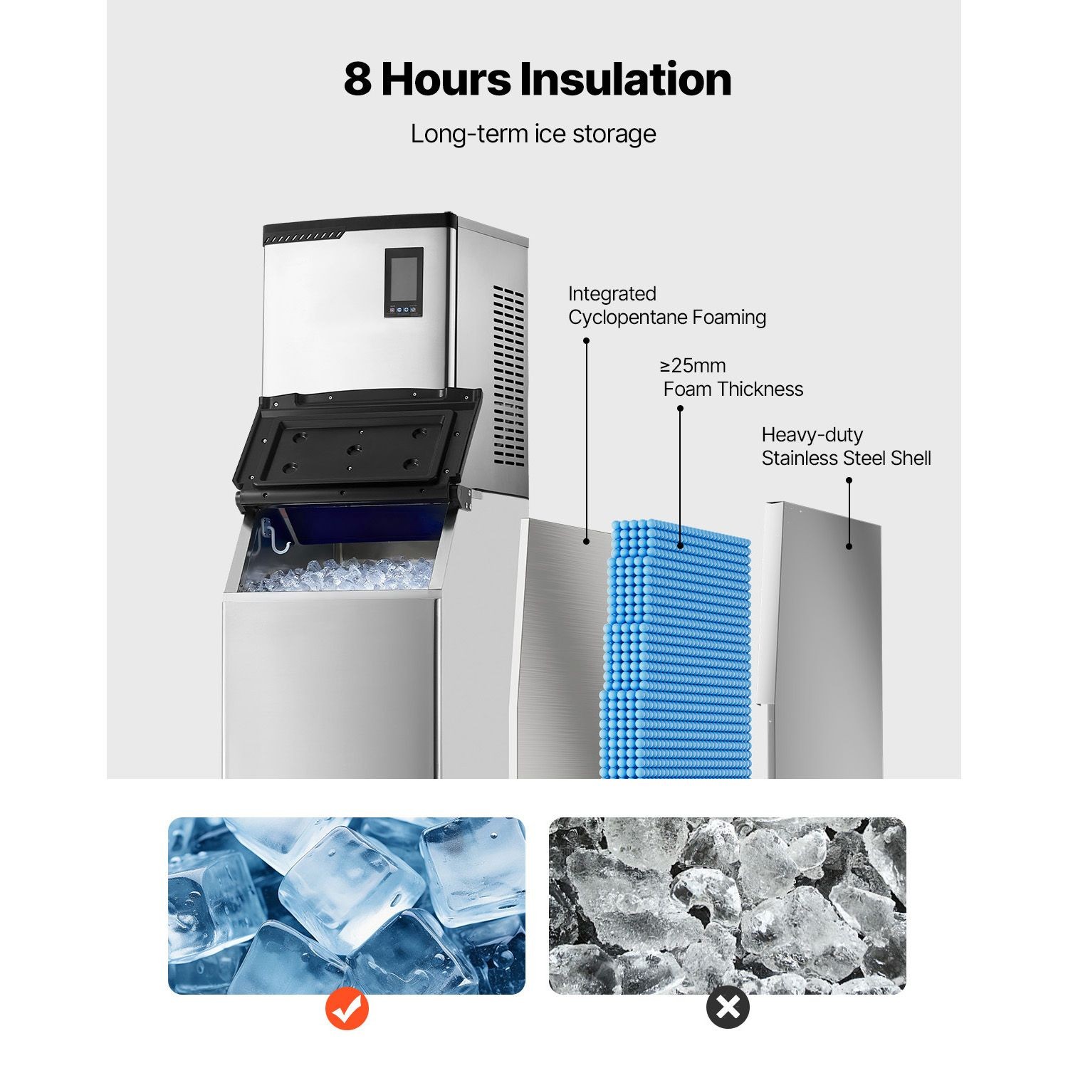 Commercial Ice Maker Machine, 800LBS/24H Ice-Making Machine