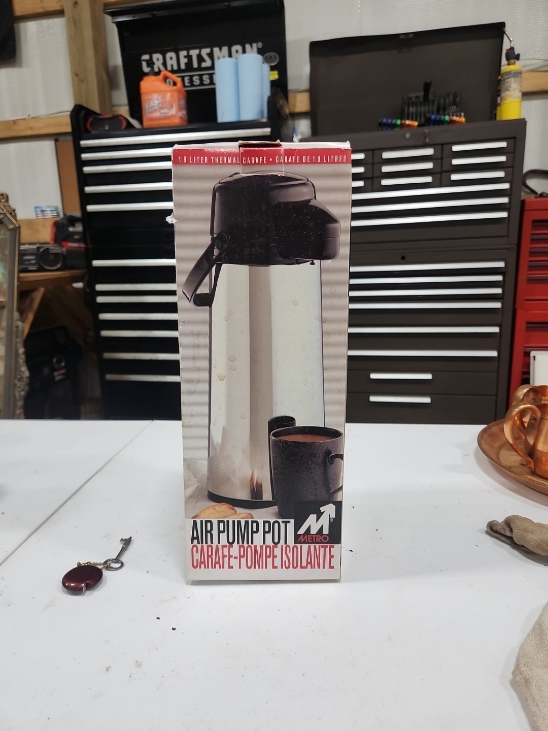 METRO 1.9 L thermal carafe air pump Coffee pot carafe isolante chrome NO. 1875