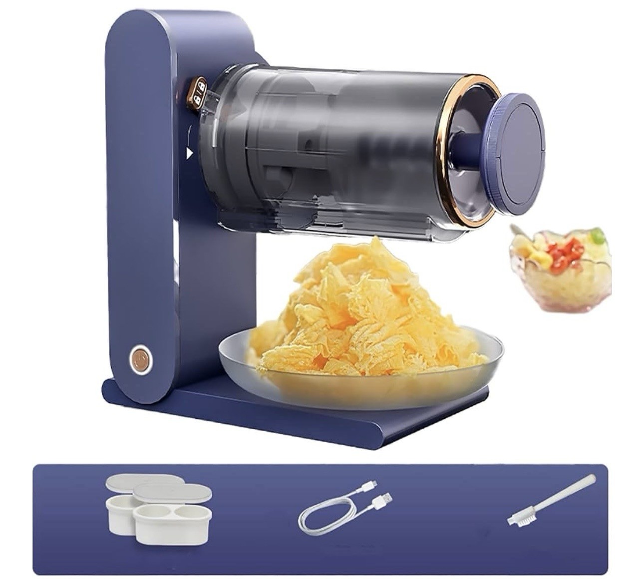 Electric ice shaver Snow cone maker Ice crusher 2 BPA-free silicone compartments