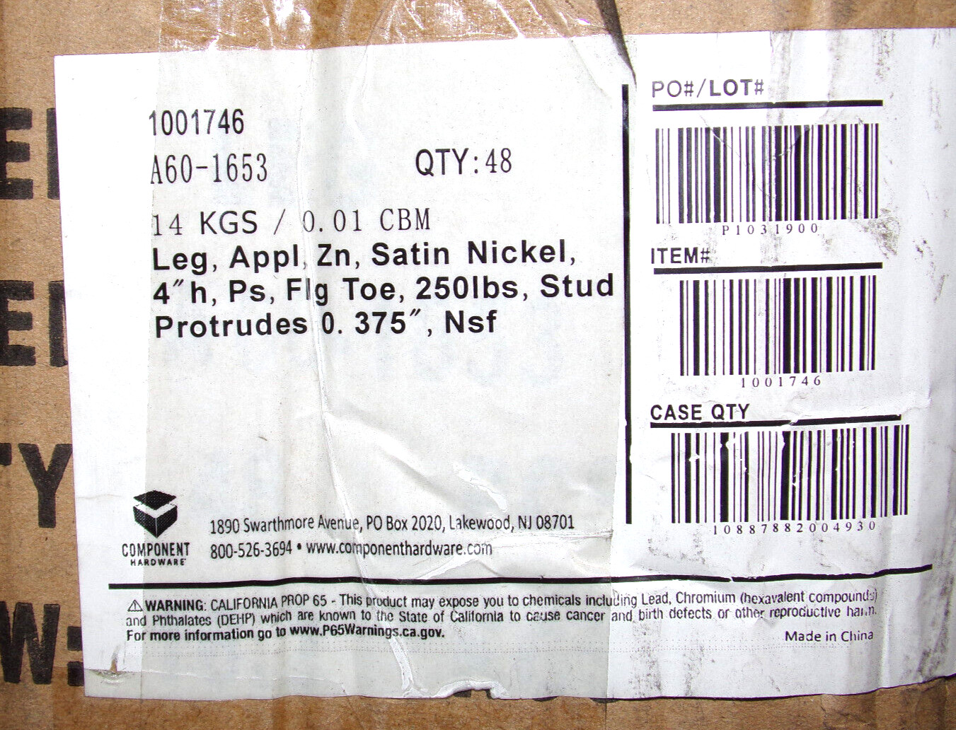 CHG A60-1653 Chrome Appliance Leg, 4″ Adjustable (Set of 4)