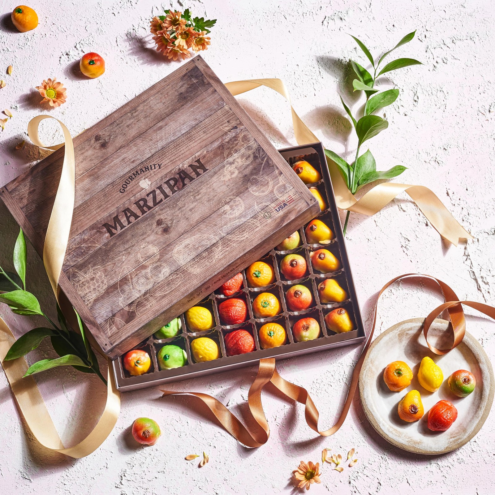Gourmanity Marzipan Candy Gift Box, 42 Delicious 23.7 x 3.1 x 27.4 cm