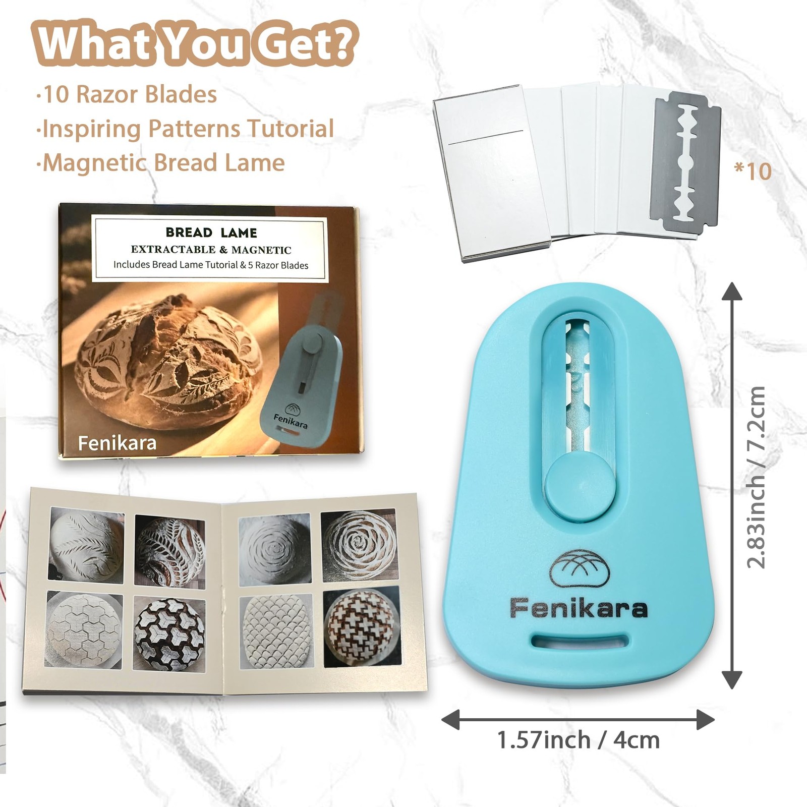 Professional Bread Lame,Upgraded Extractable & Magnetic 1.7″, Bay Blue