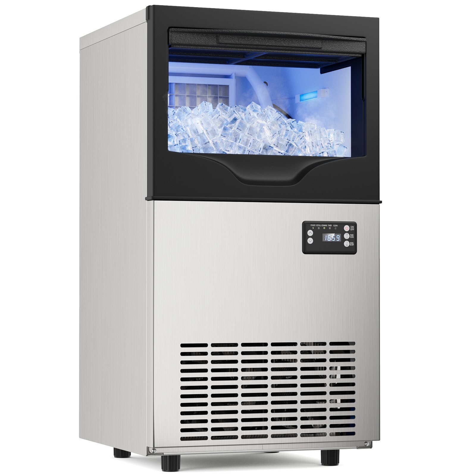 Commercial Ice Maker Machine 120LBS/24H 33LBS Bin Stainless Steel Undercounter